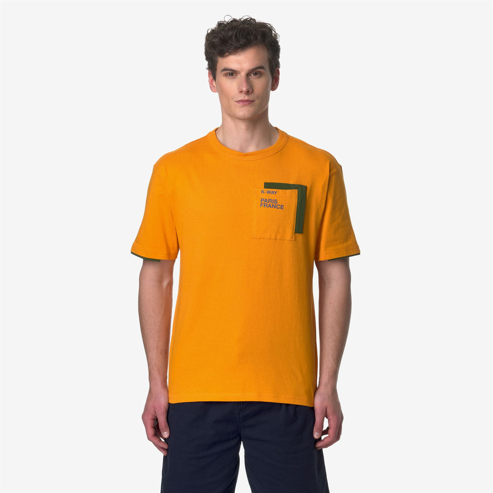 Orange Men's Casual T-Shirt with Contrast Pockets 02