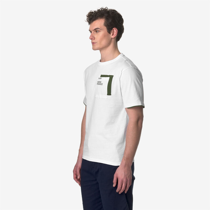 T-ShirtsTop Man FANTOME CONTRAST POCKETS T-Shirt WHITE - GREEN CYPRESS Detail (jpg Rgb)			