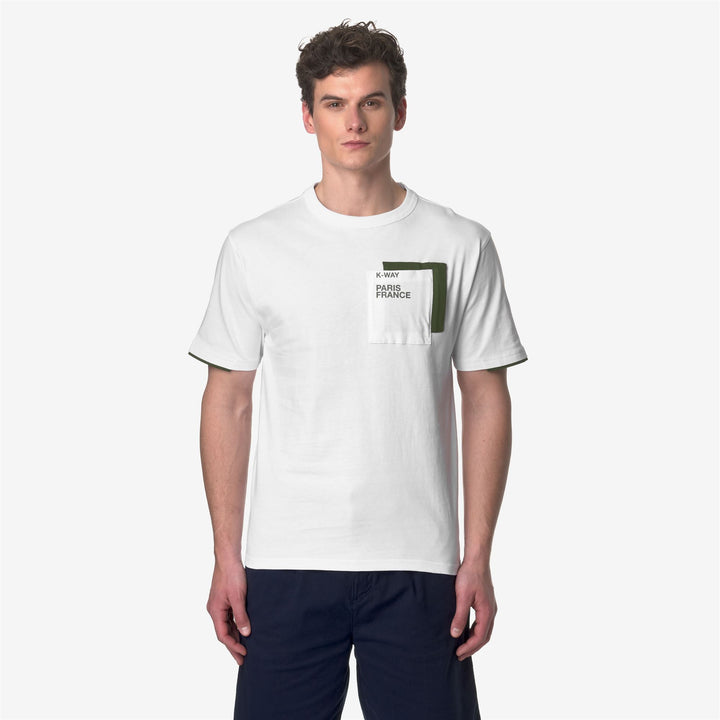 T-ShirtsTop Man FANTOME CONTRAST POCKETS T-Shirt WHITE - GREEN CYPRESS Dressed Back (jpg Rgb)		