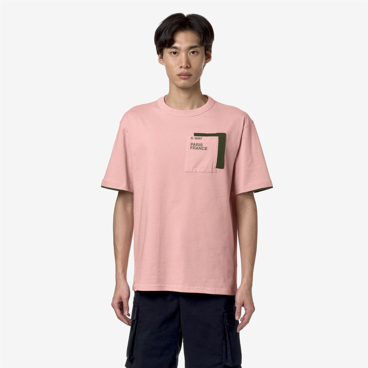 T-Shirts & Top_Man_FANTOME CONTRAST POCKETS_T-Shirt_Pink Ash - Green Cypress - Commercial 4