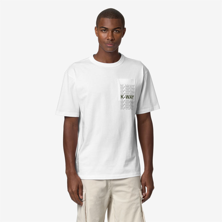 T-ShirtsTop Man FANTOME K-WAY LETTERING T-Shirt WHITE - GREEN CYPRESS Dressed Back (jpg Rgb)		