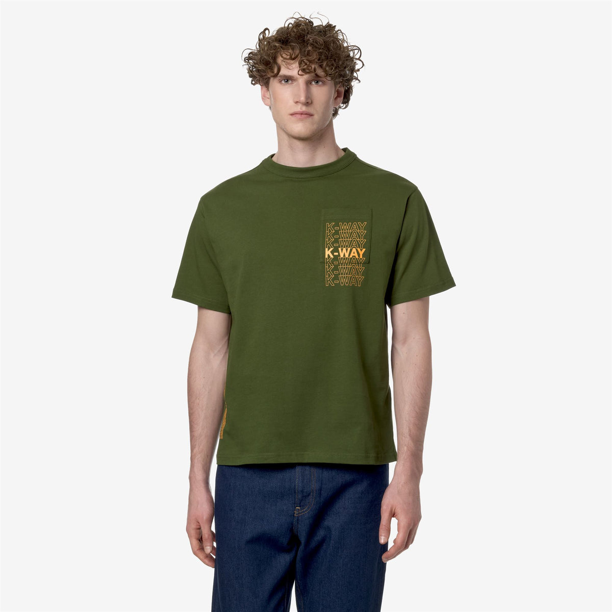 T-Shirts & Top_Man_FANTOME K-WAY LETTERING_T-Shirt_Green Cypress - Orange Md - Commercial 4
