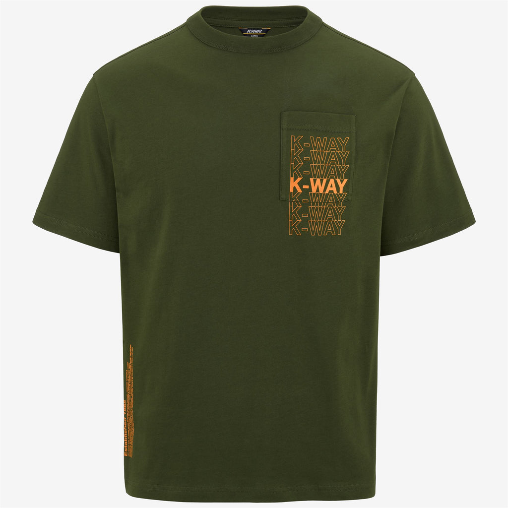 T-Shirts & Top_Man_FANTOME K-WAY LETTERING_T-Shirt_Green Cypress - Orange Md - Commercial 1