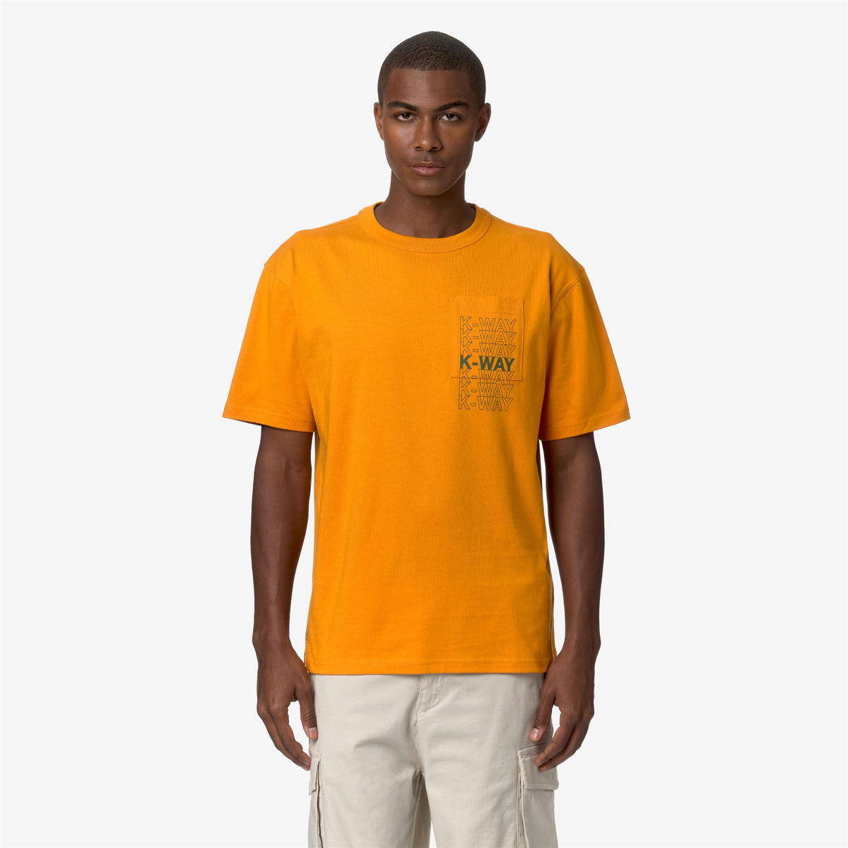 T-Shirts & Top_Man_FANTOME K-WAY LETTERING_T-Shirt_Orange Md - Green Cypress - Commercial 4