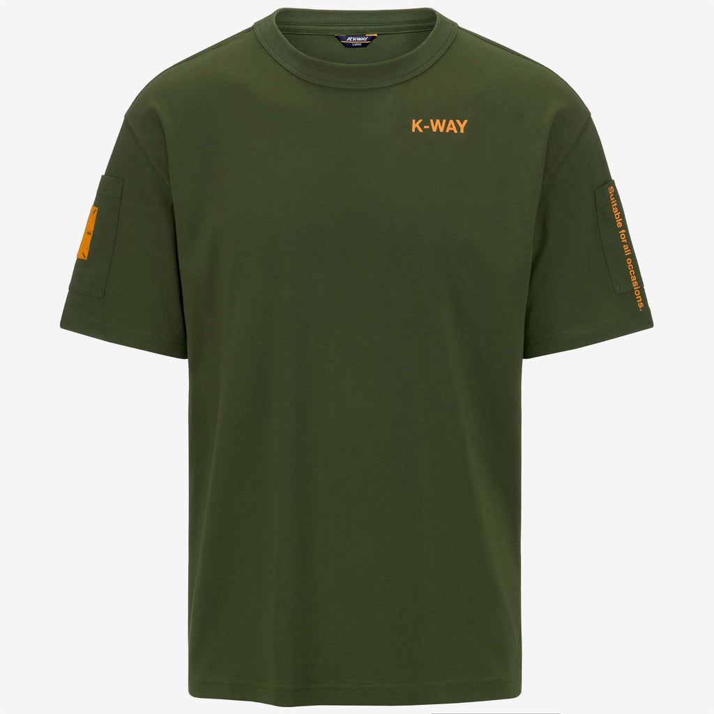T-Shirts & Top_Man_FANTOME SLEEVE POCKET_T-Shirt_Green Cypress - Orange Md - Commercial 1