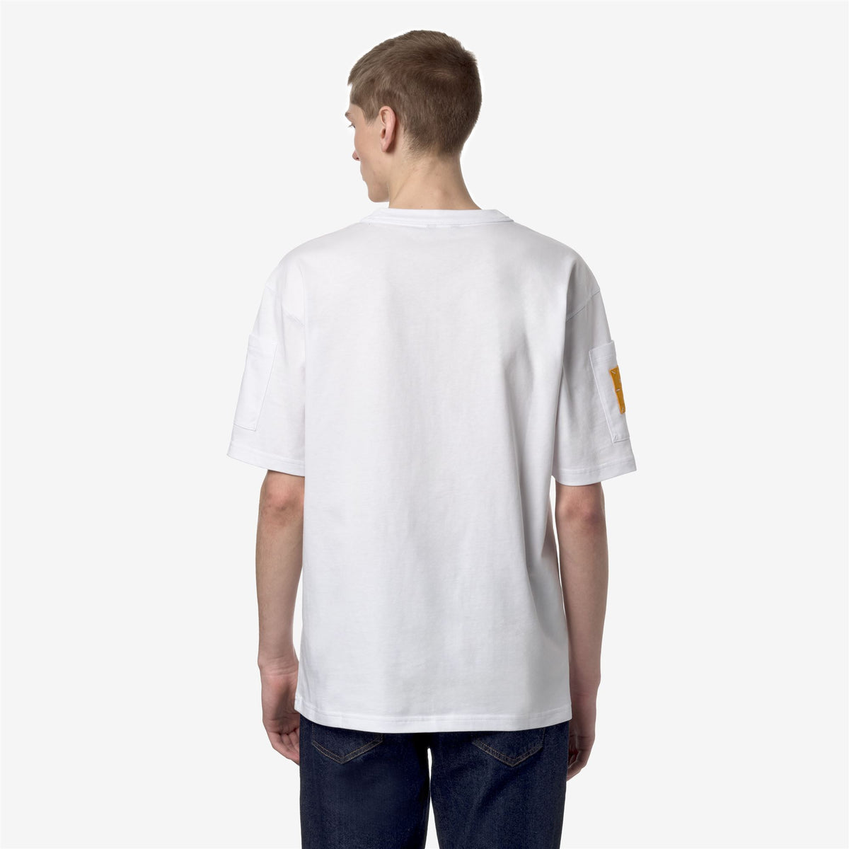 T-Shirts & Top_Man_FANTOME SLEEVE POCKET_T-Shirt_White - Orange Md - Commercial 6