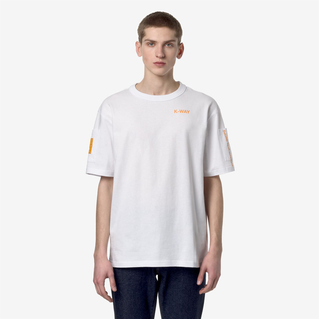 T-Shirts & Top_Man_FANTOME SLEEVE POCKET_T-Shirt_White - Orange Md - Commercial 4