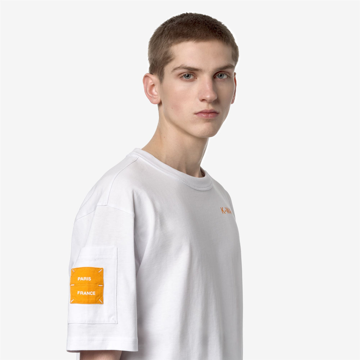 T-Shirts & Top_Man_FANTOME SLEEVE POCKET_T-Shirt_White - Orange Md - Commercial 7