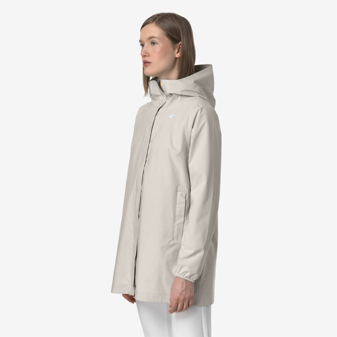 Beige Grey Women's Waterproof Slim Fit Jacket for Transitional Weather main