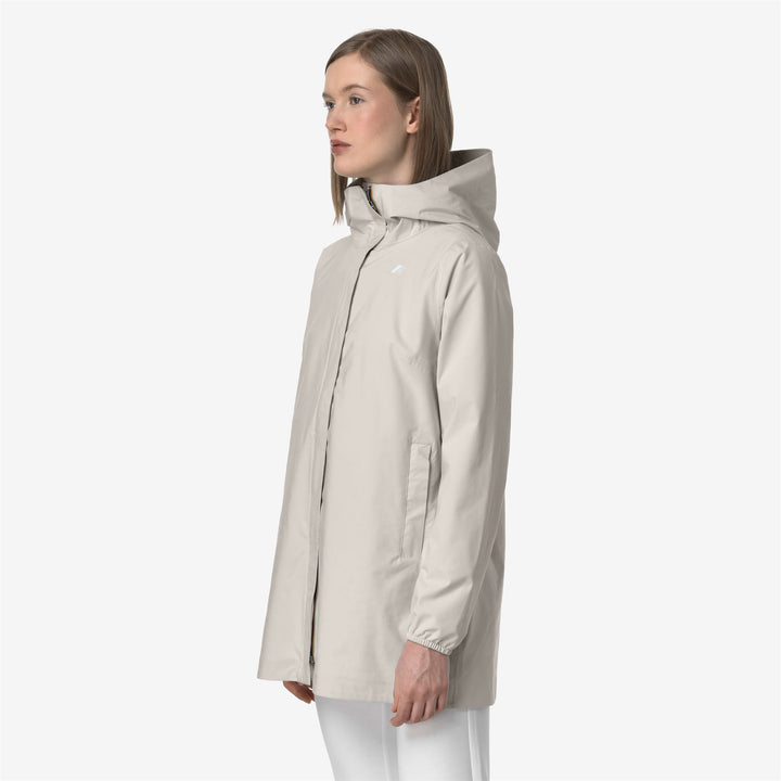 Beige Grey Women's Waterproof Slim Fit Jacket for Transitional Weather 4