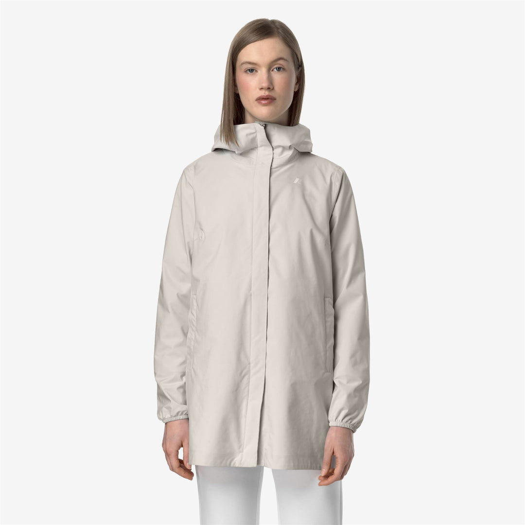Beige Grey Women's Waterproof Slim Fit Jacket for Transitional Weather main