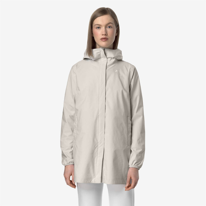 Beige Grey Women's Waterproof Slim Fit Jacket for Transitional Weather 3