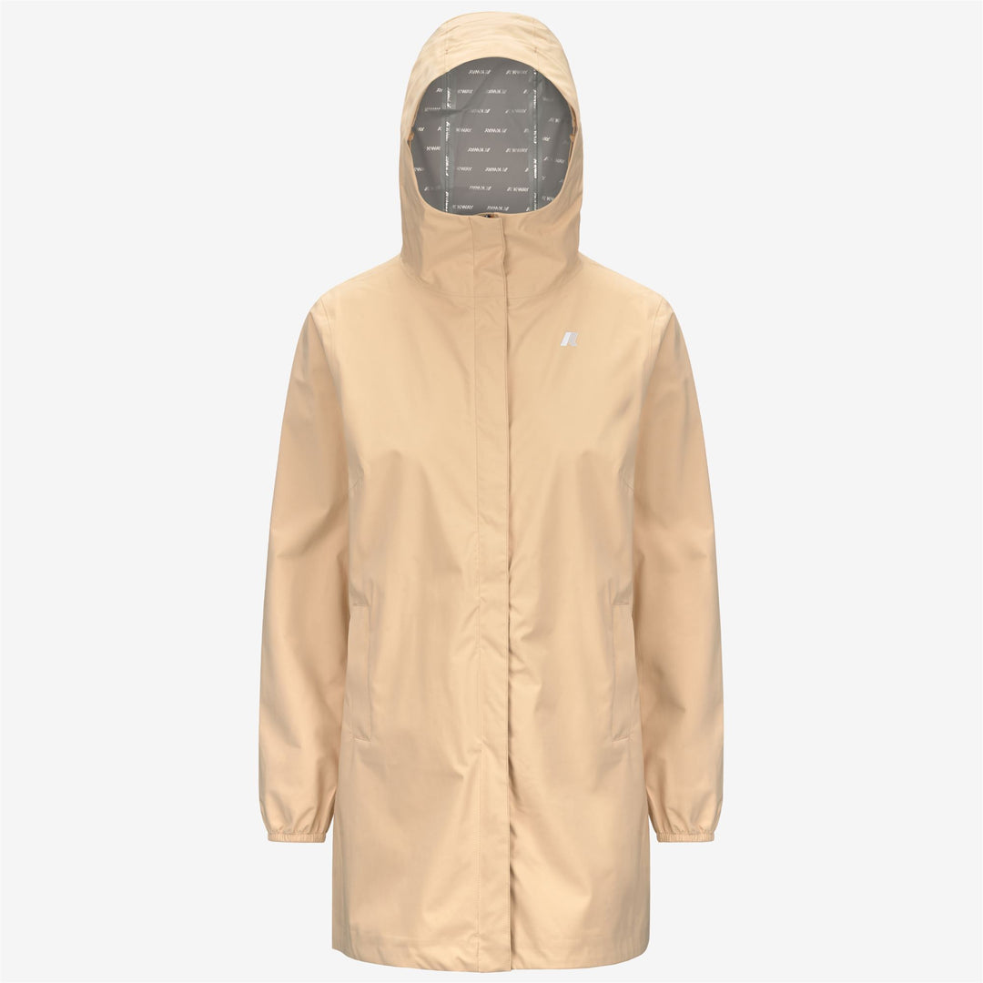 Giacca Impermeabile Slim Fit Donna Beige Arancione per Stagione di Transizione main