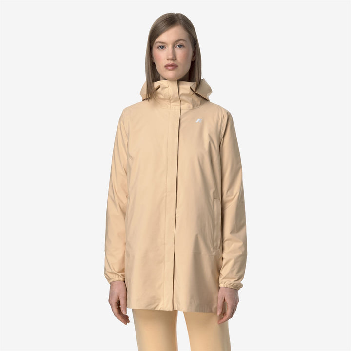 Giacca Impermeabile Slim Fit Donna Beige Arancione per Stagione di Transizione 1