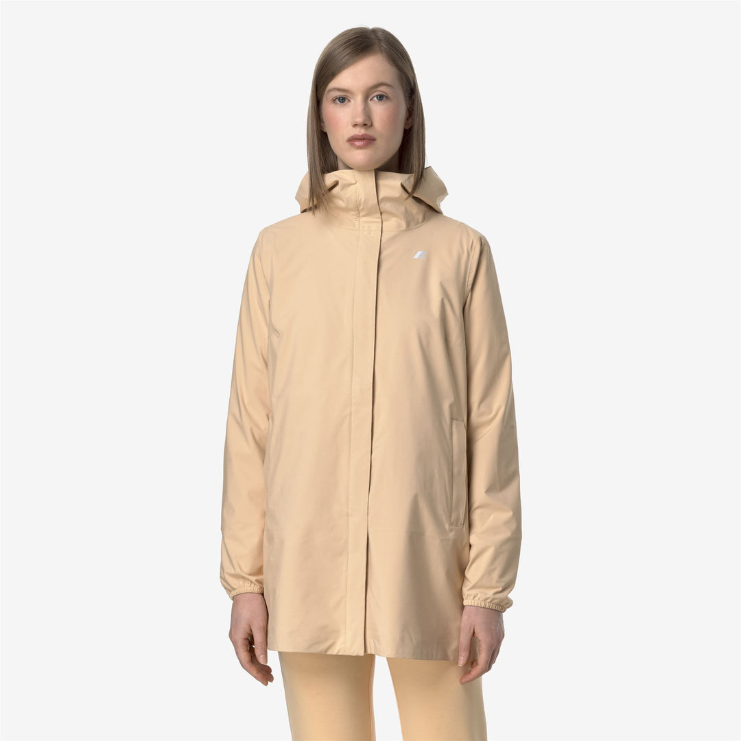 Beige Orange Women's Waterproof Slim Fit Jacket for Transitional Weather 01