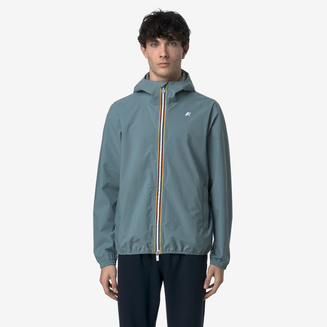 Chaqueta corta impermeable azul verde para hombre con tela elástica main