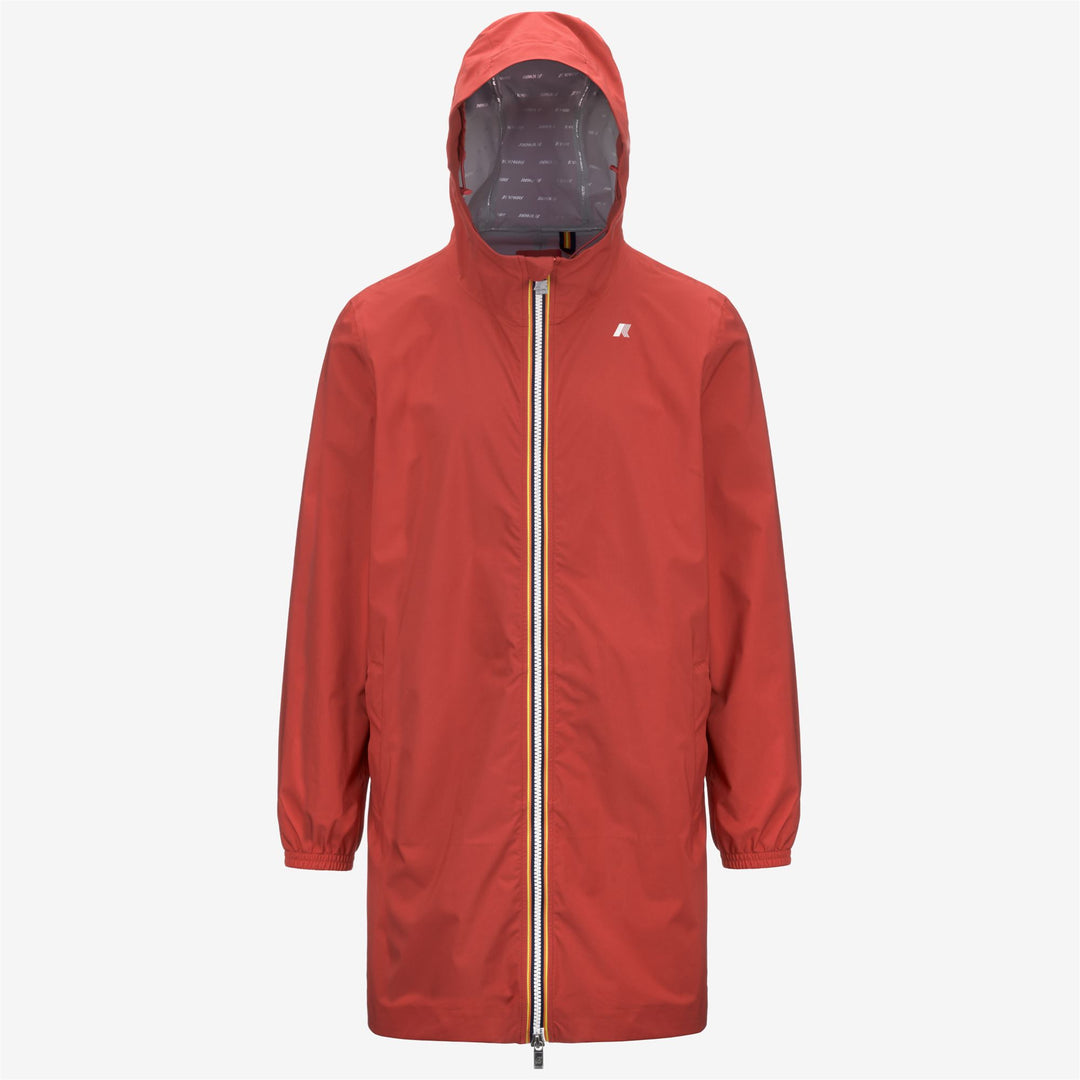 Chaqueta impermeable marrón roja para hombre de 3/4 con tela elástica 01