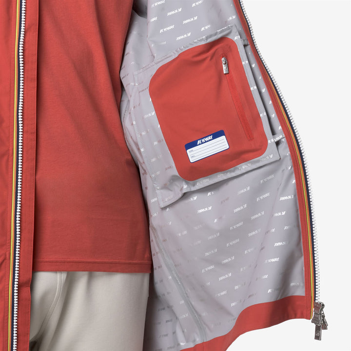 Chaqueta impermeable marrón roja para hombre de 3/4 con tela elástica 2