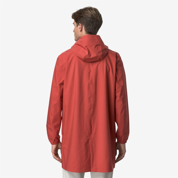 Chaqueta impermeable marrón roja para hombre de 3/4 con tela elástica 5
