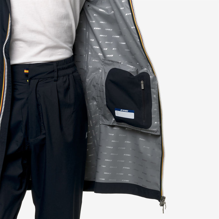 Chaqueta impermeable azul para hombre de 3/4 con tela elástica 2