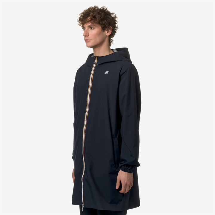 Chaqueta impermeable azul para hombre de 3/4 con tela elástica 4