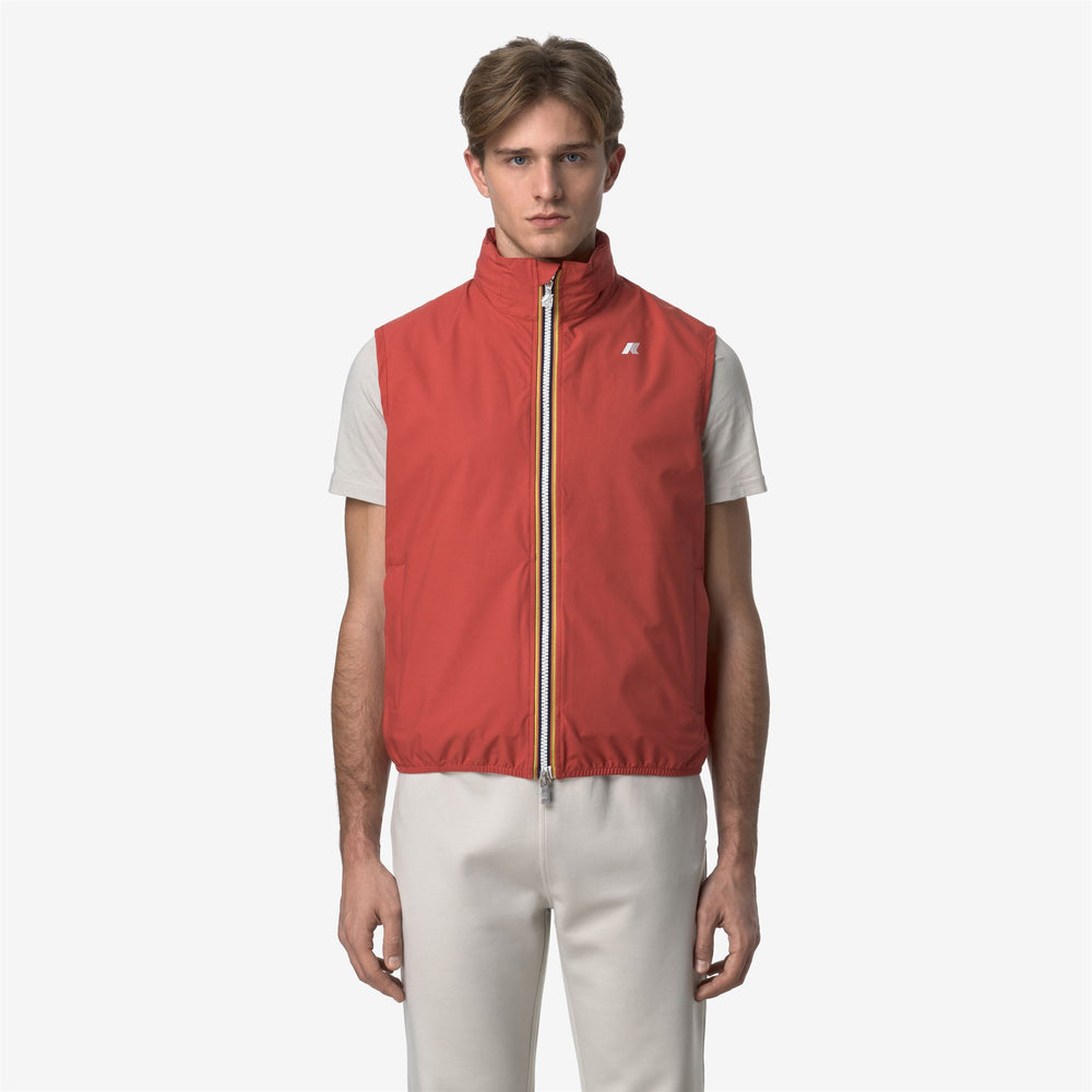 Brown red Men's Waterproof Stretch Vest for Variable Weather 02