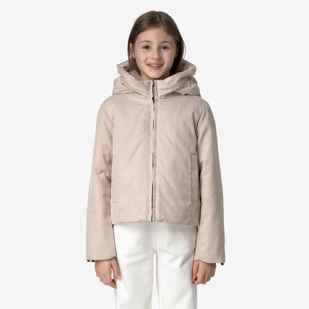 Natural Pink Girl's Short City Jacket with Recycled Padding 02