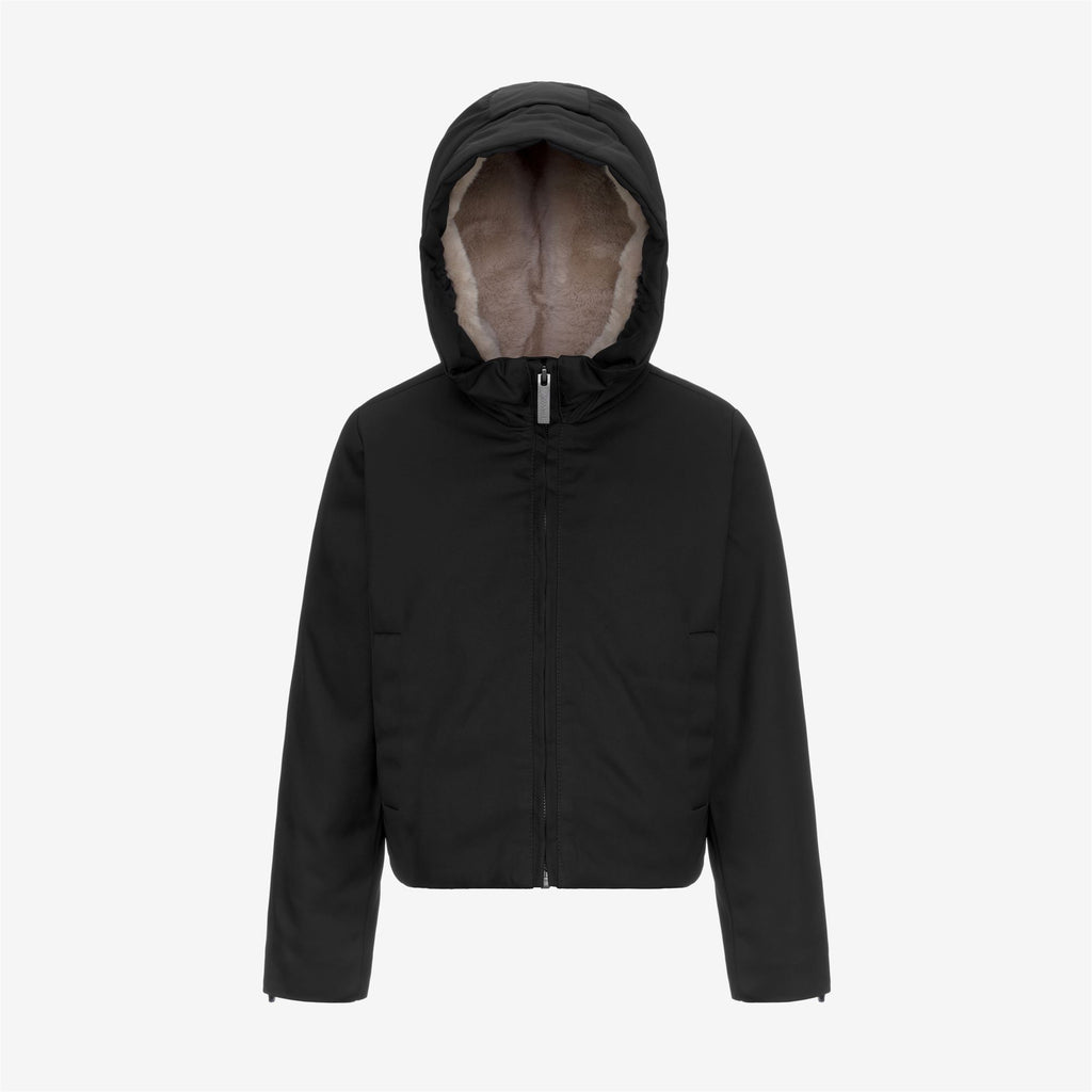 Jackets_GIRL_P. OLGA TWILL FUR_Short_BLACK PURE-NATURAL - Commercial 1
