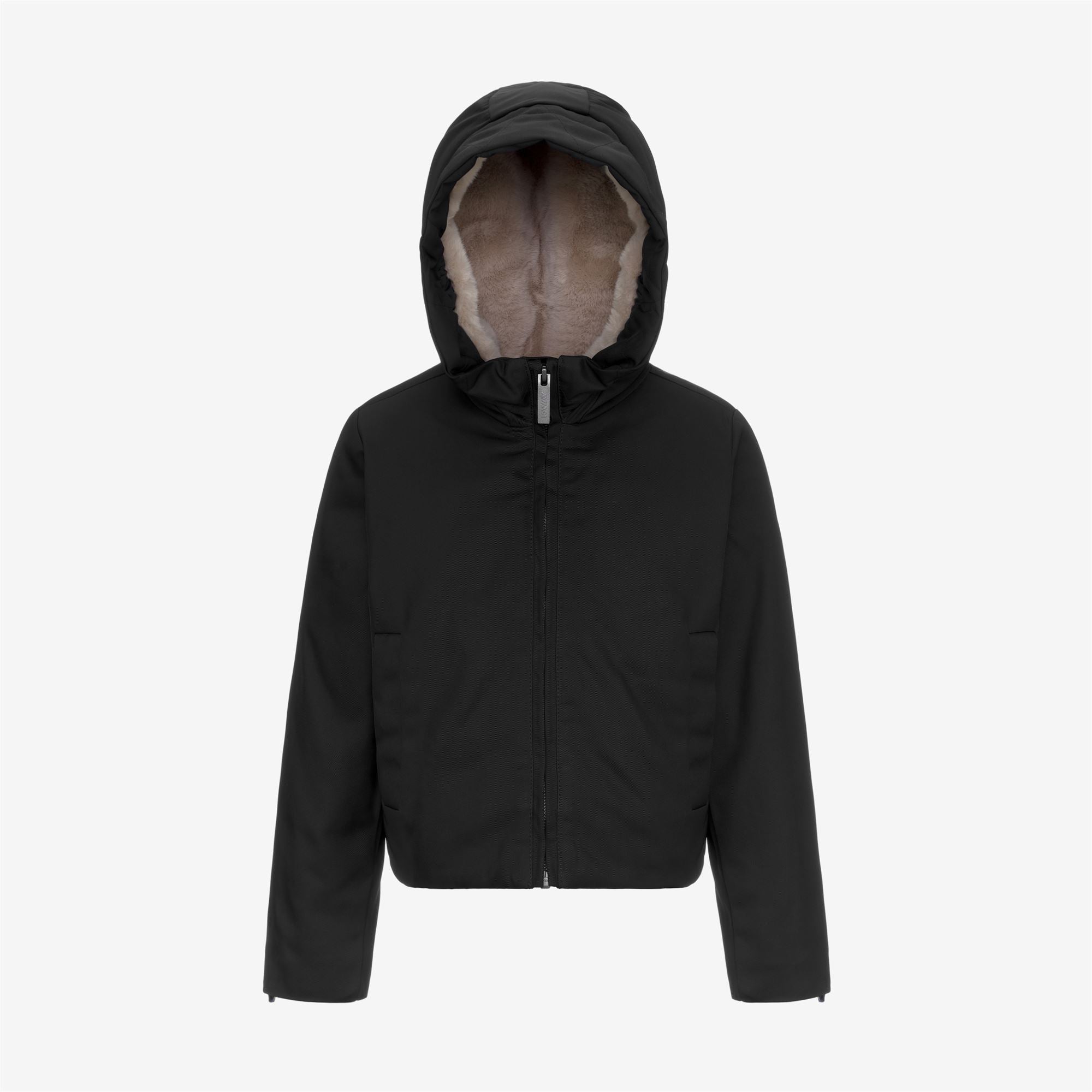 Jackets_GIRL_P. OLGA TWILL FUR_Short_BLACK PURE-NATURAL - Commercial 1
