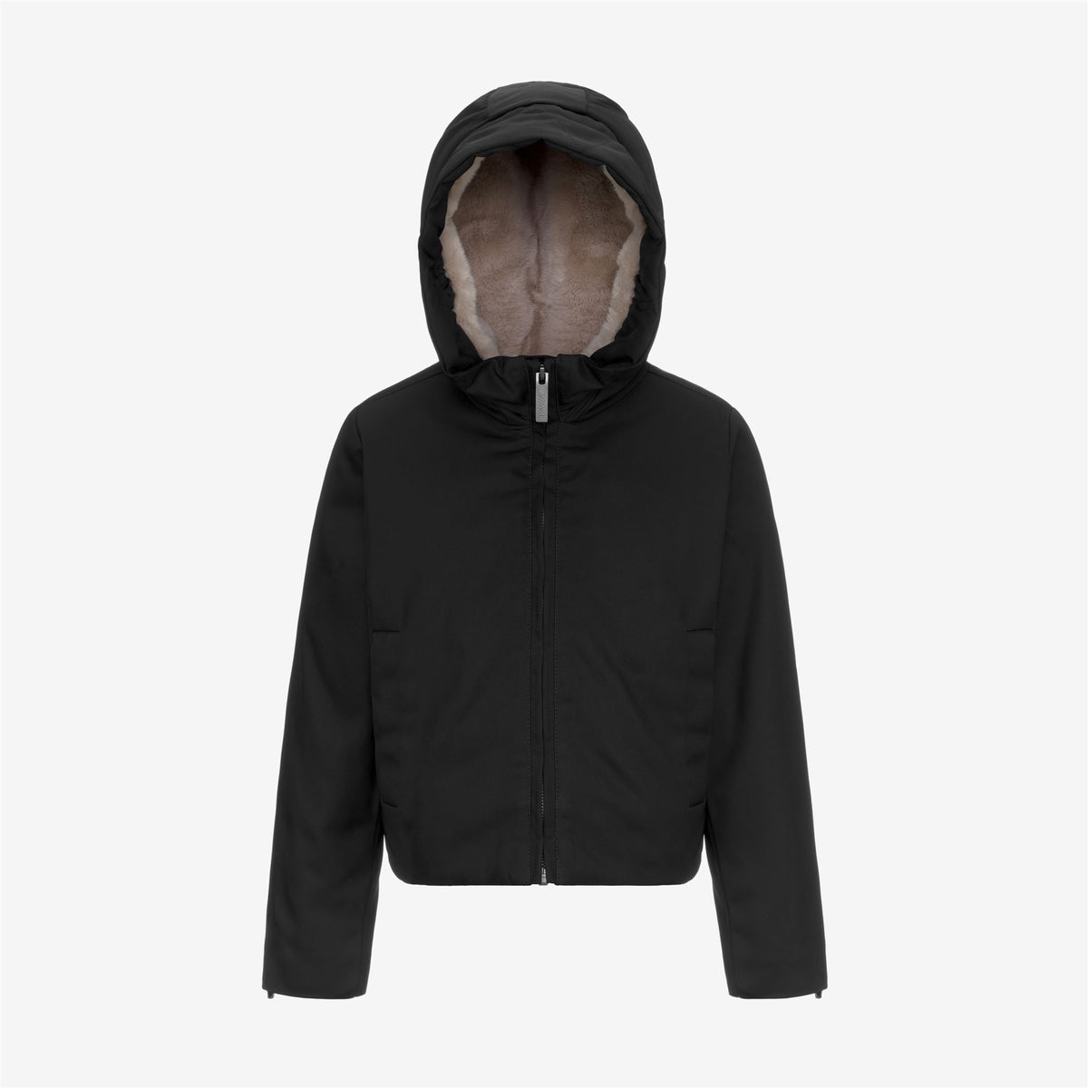 Jackets_GIRL_P. OLGA TWILL FUR_Short_BLACK PURE-NATURAL - Commercial 1