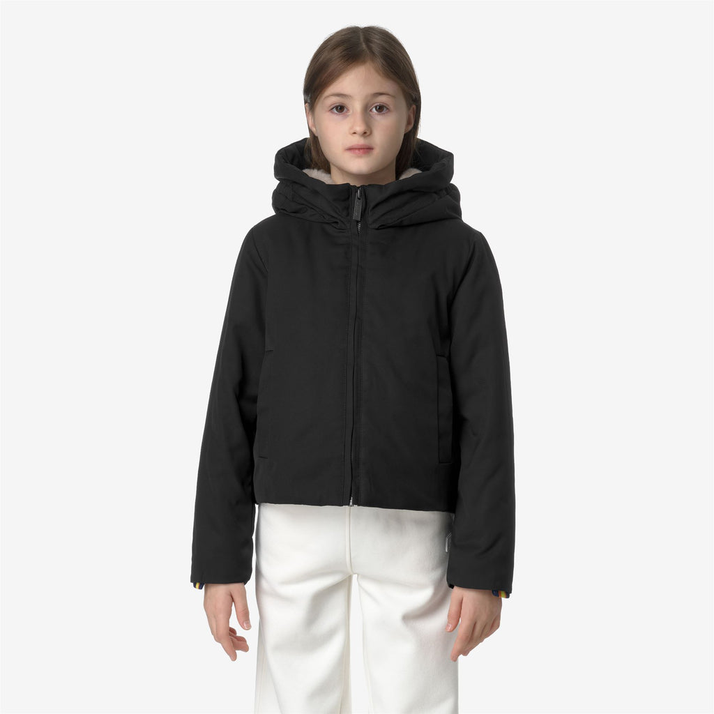 Jackets_GIRL_P. OLGA TWILL FUR_Short_BLACK PURE-NATURAL - Commercial 4