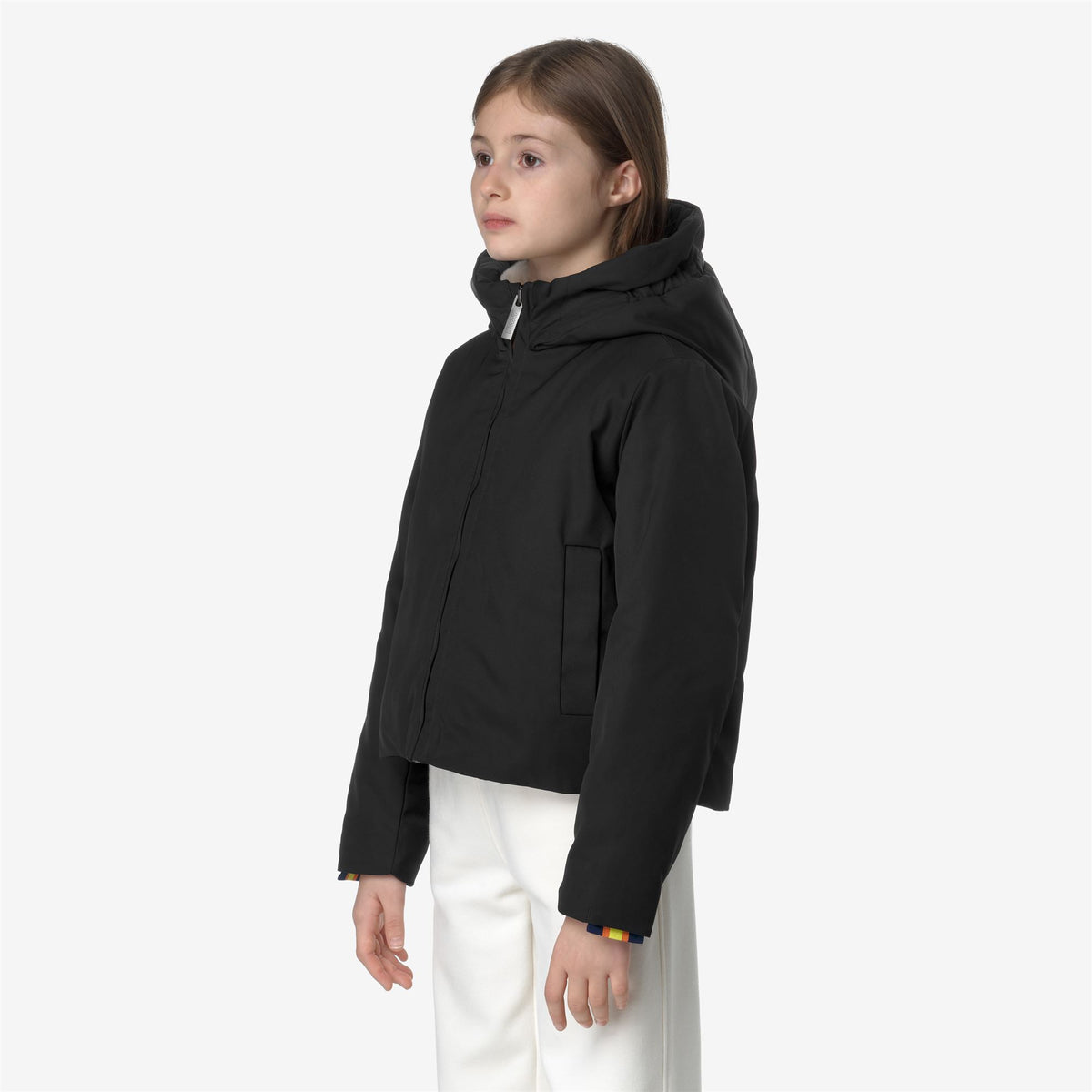 Jackets_GIRL_P. OLGA TWILL FUR_Short_BLACK PURE-NATURAL - Commercial 5