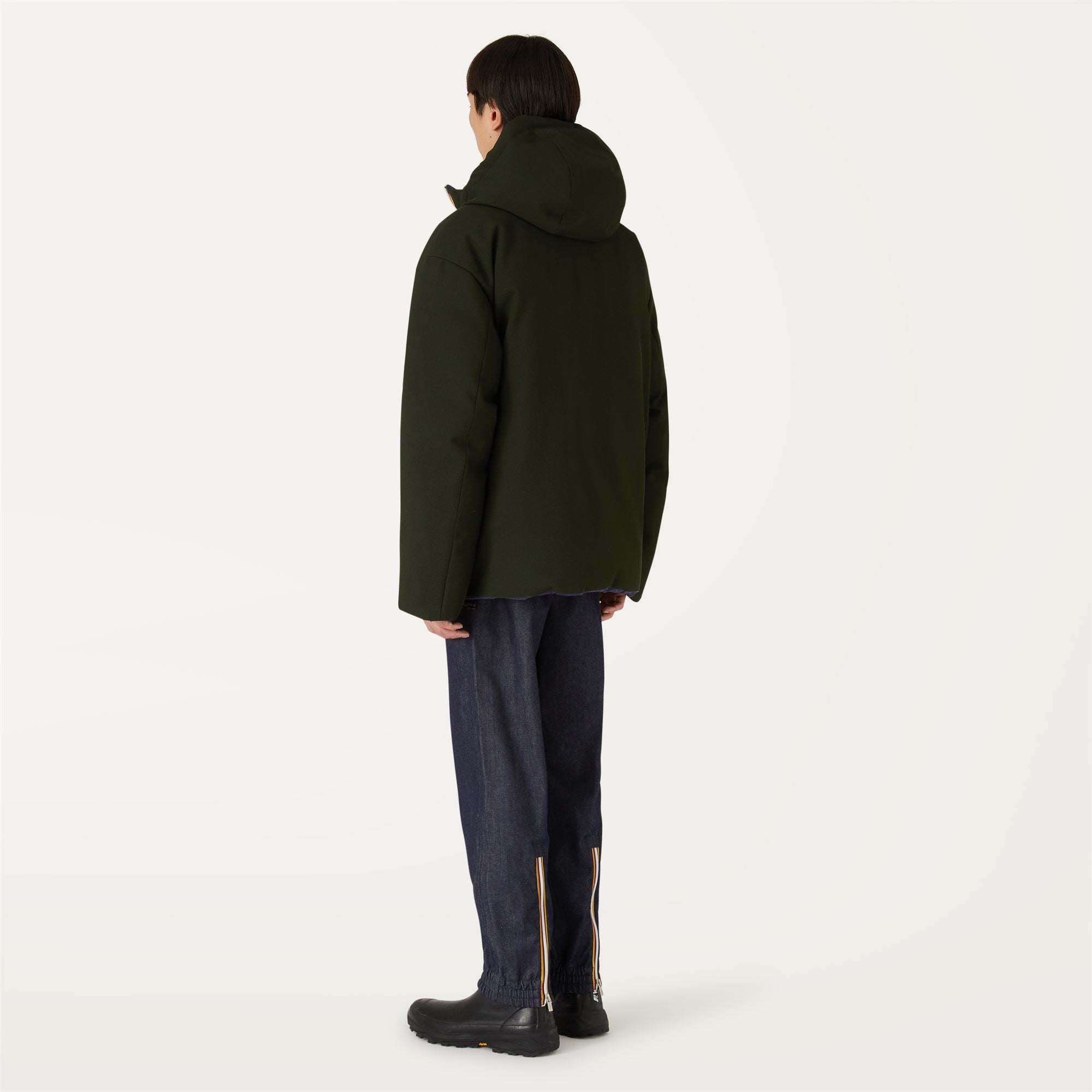 Jackets_Man_ELOI DOUBLE WOOL STRIPES_Short_GREEN DK FOREST - K-WAY STRIPES - Commercial 6