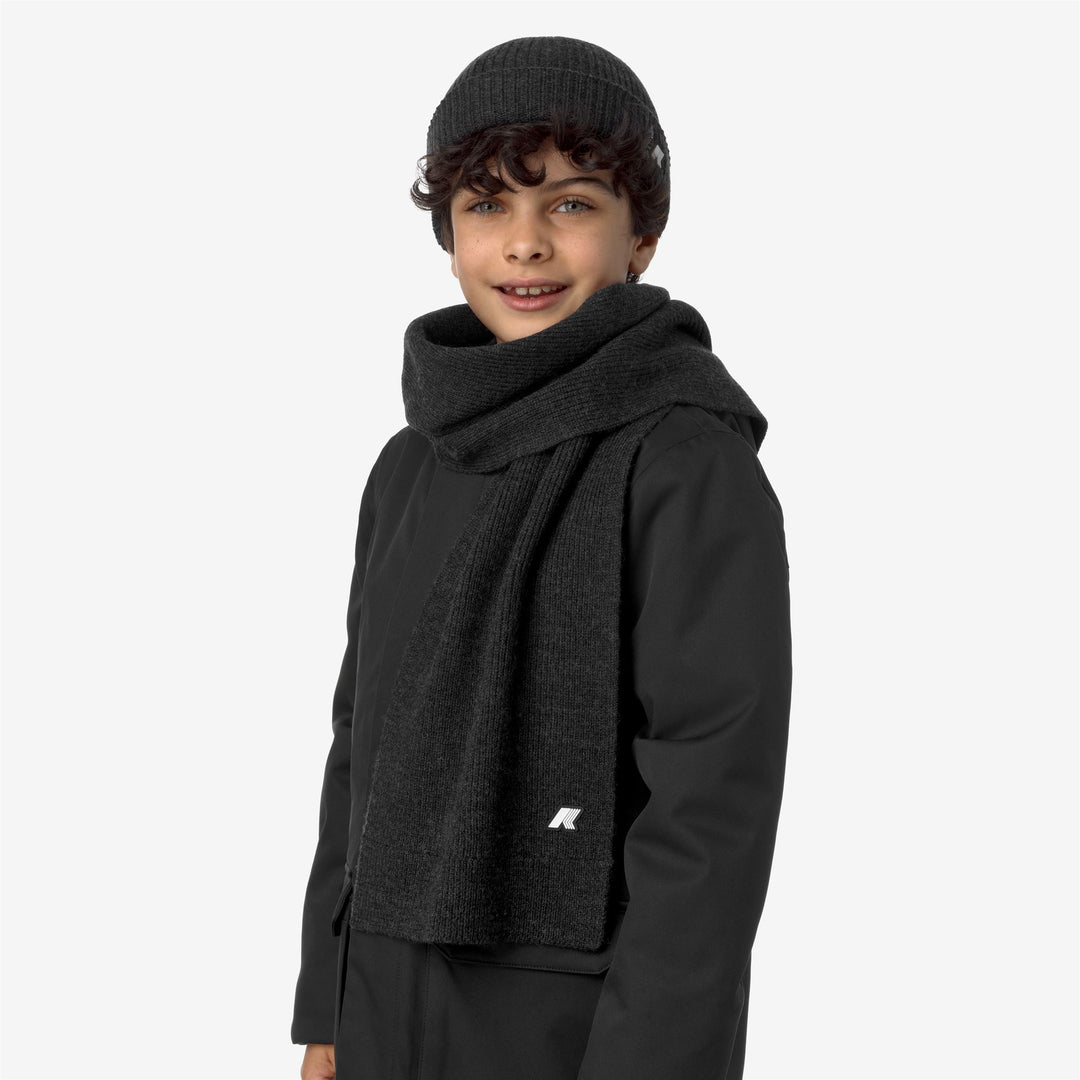 Melange Grey Kid's Wool Scarf for Grenoble 01