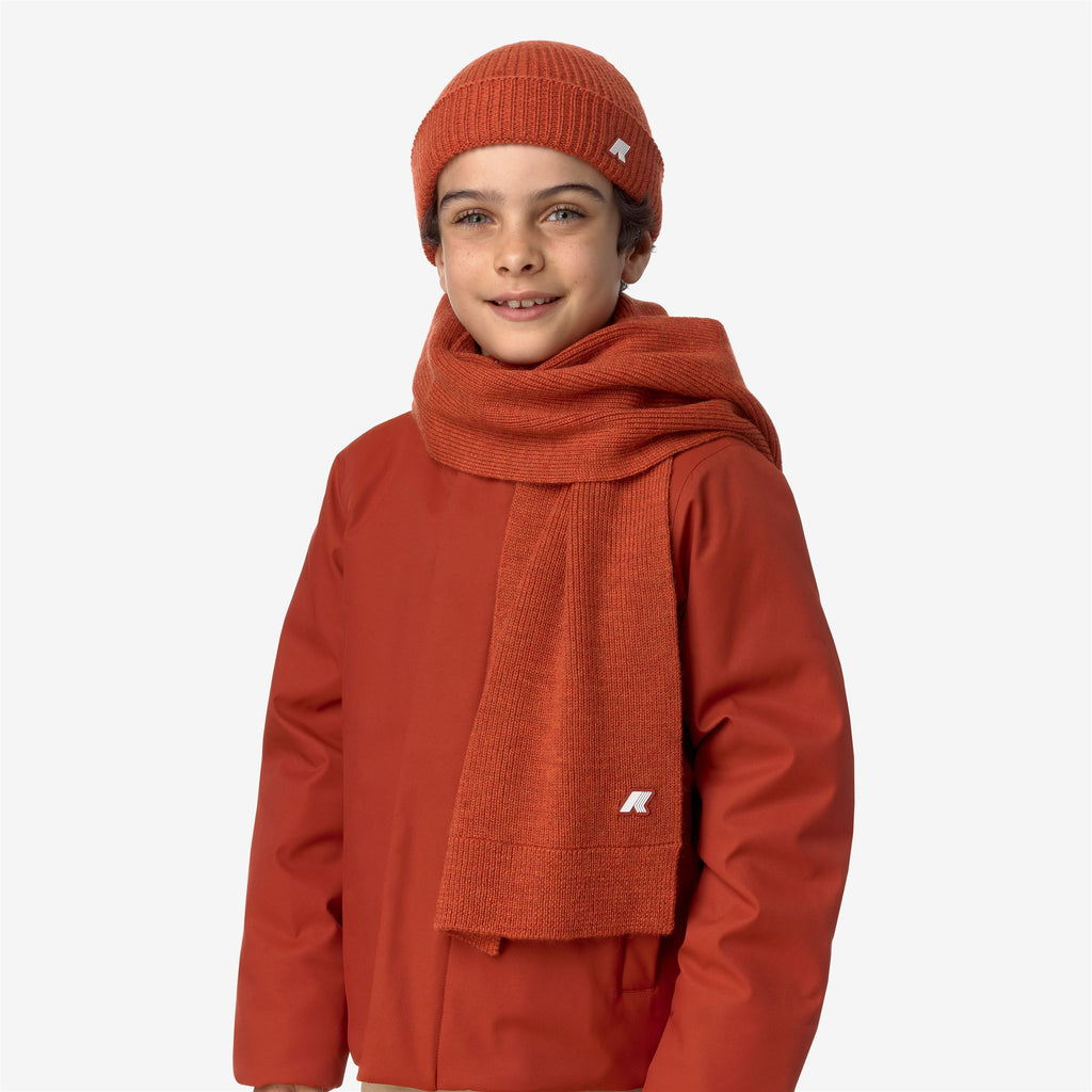 Scarves_KID UNISEX_P. ETIENNE CARDIGAN STITCH_Scarf_Red Pompeian Melange - Commercial 4