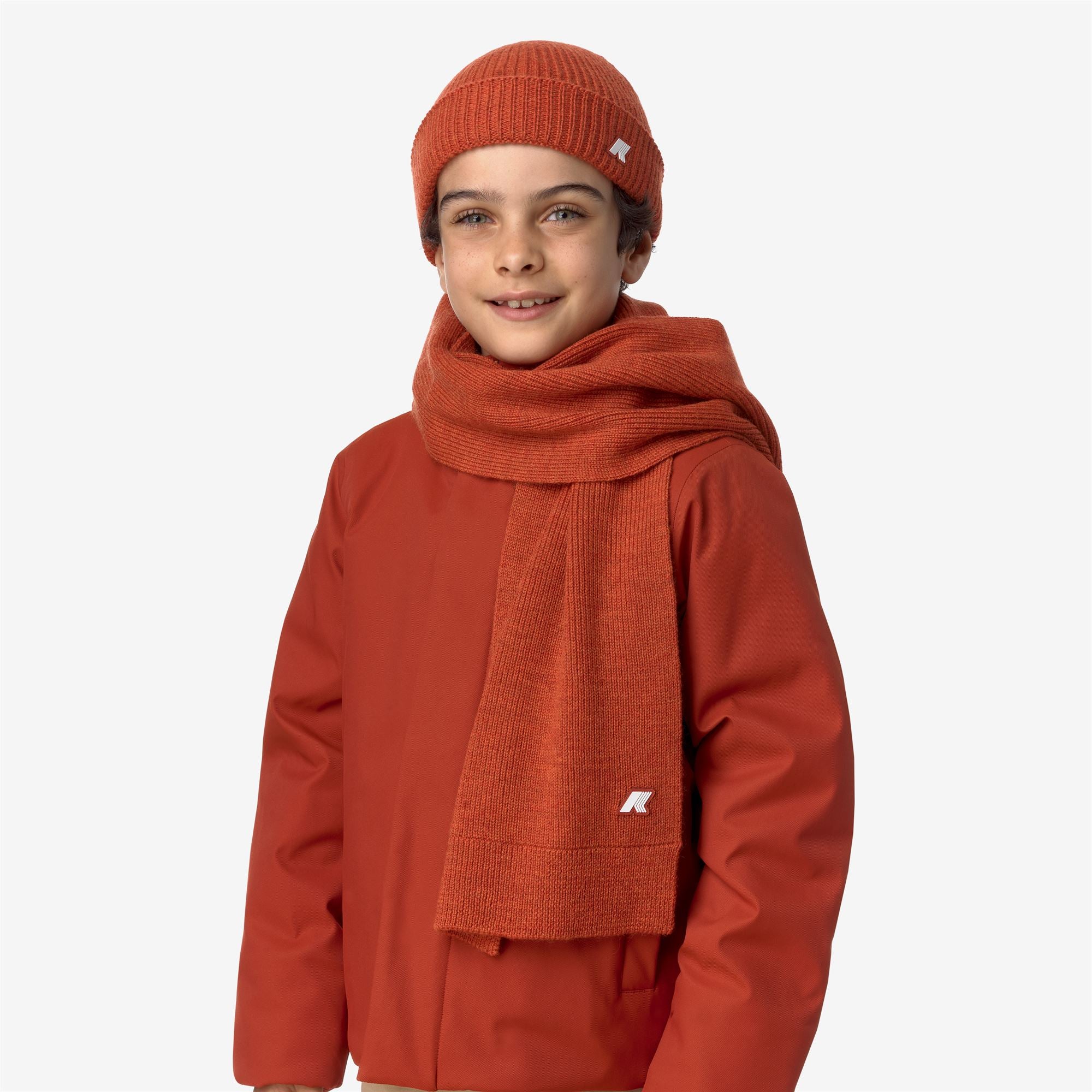Scarves_KID UNISEX_P. ETIENNE CARDIGAN STITCH_Scarf_Red Pompeian Melange - Commercial 4