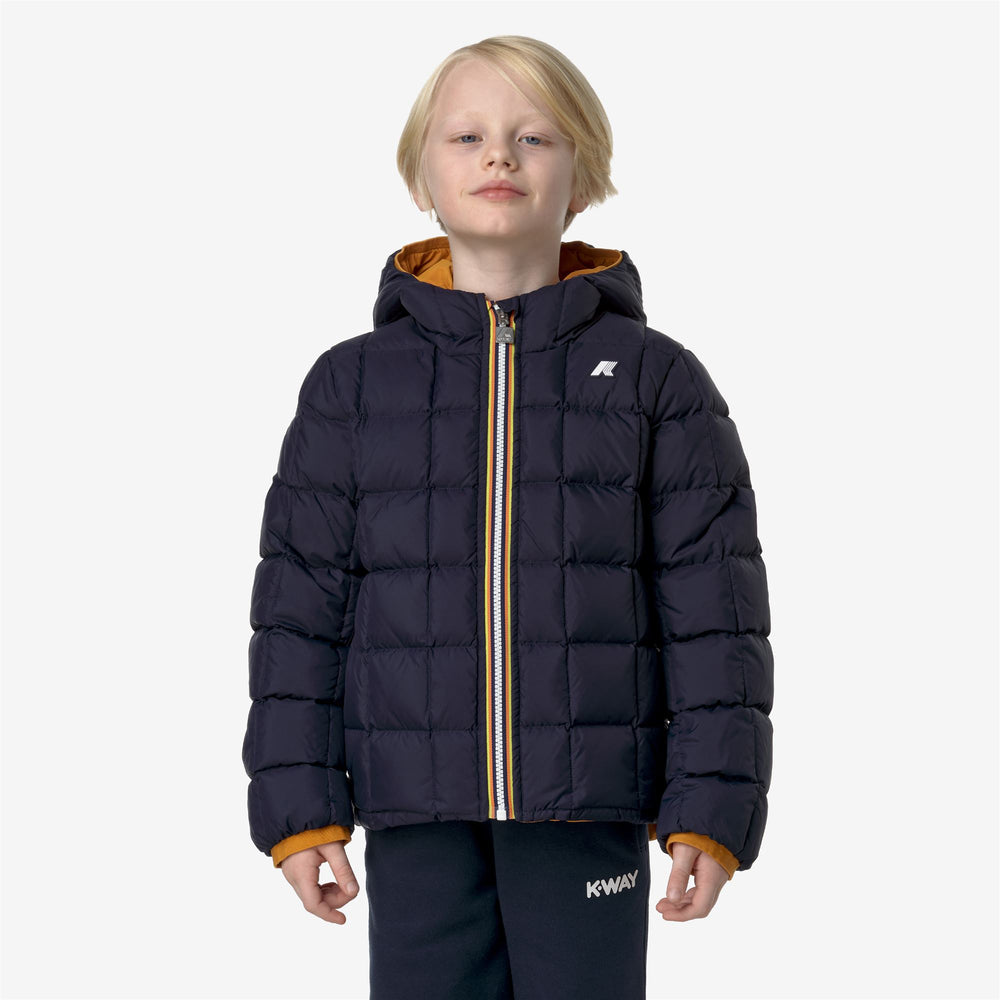 Yellow Blue Boys' Reversible Winter Jacket with Down Insulation 02