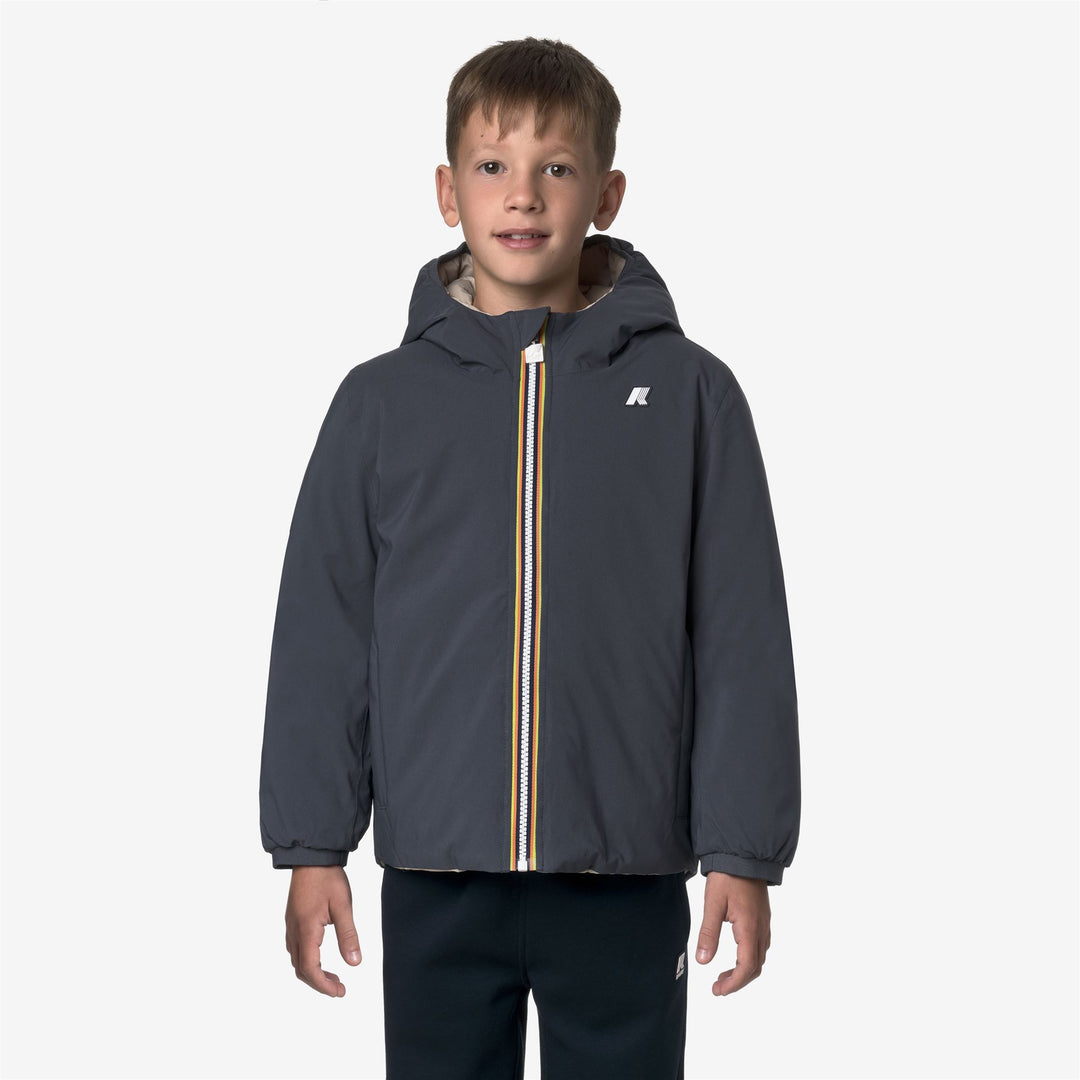 Blue beige Boy's Reversible Insulated Winter Jacket main