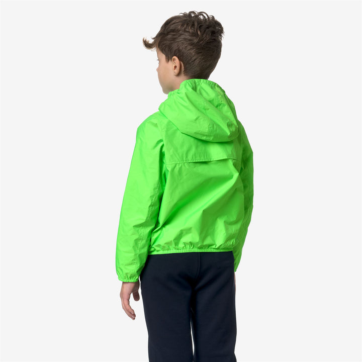 Jackets Boy P. JAKE ECO PLUS REVERSIBLE FLUO Short GREEN FLUO Dressed Front Double		