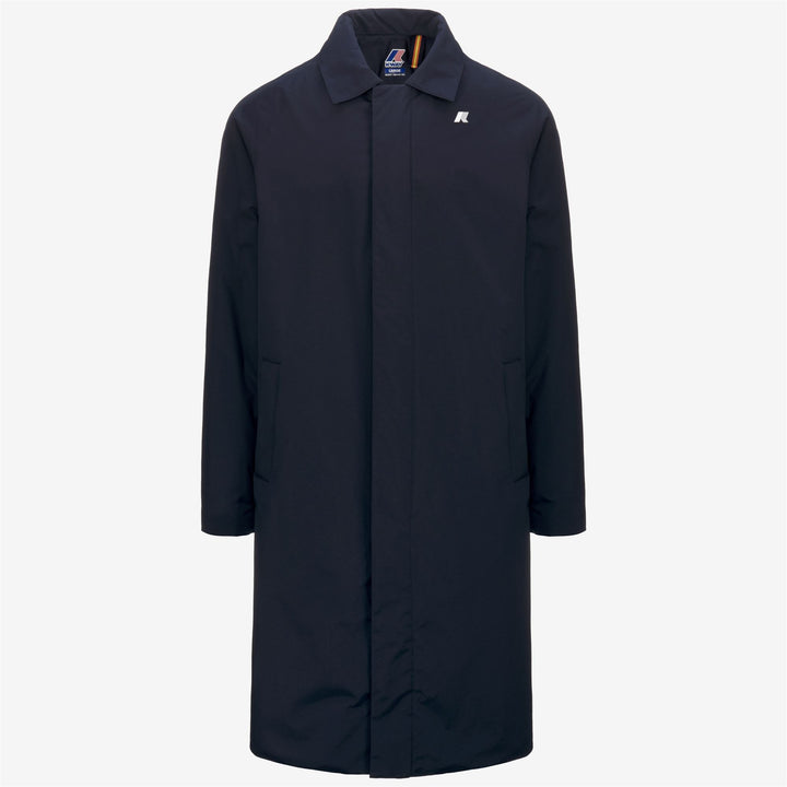 Abrigo largo y cálido para hombre en azul profundo con materiales reciclados 1