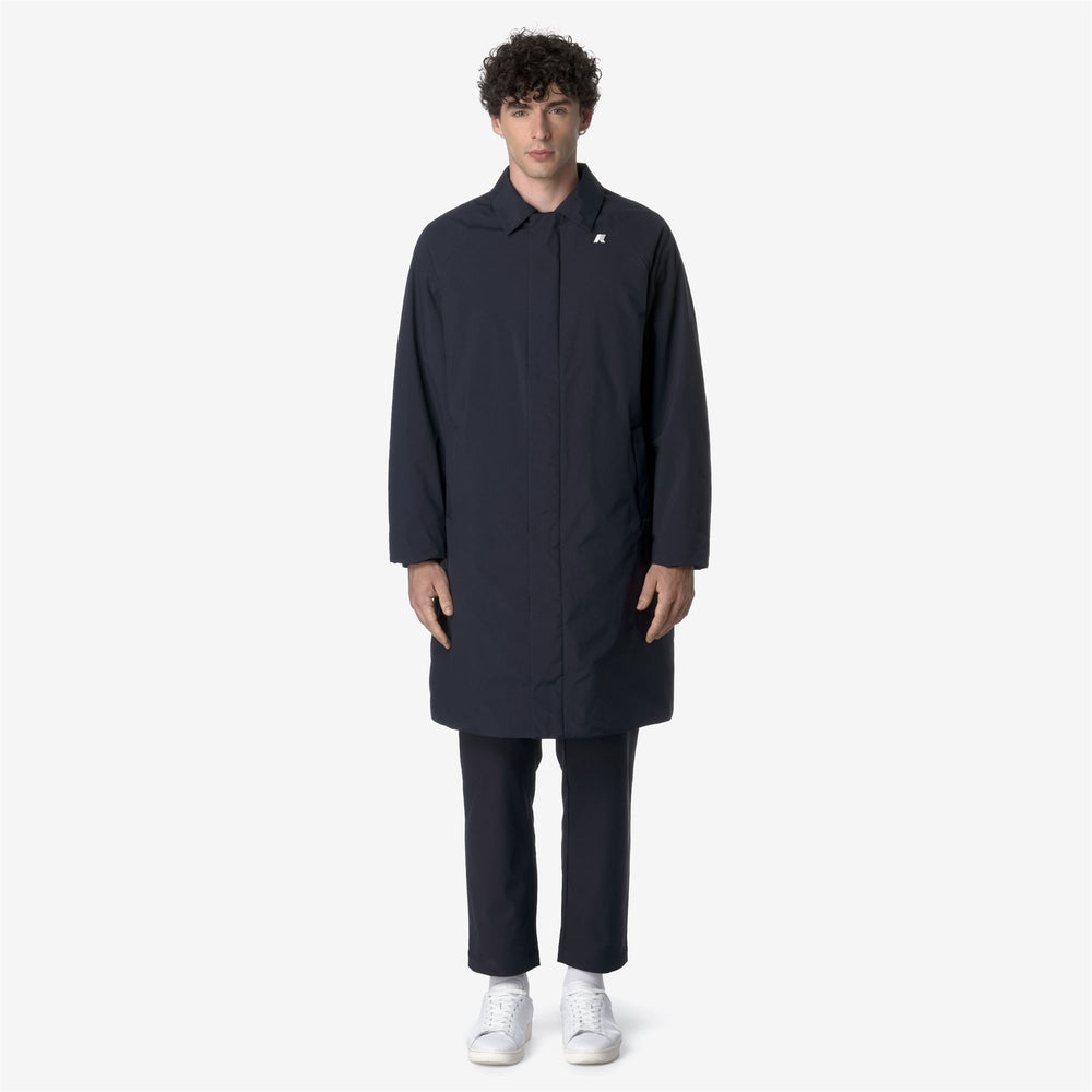 Deep Blue Men's Long Warm Raincoat with Recycled Materials 02