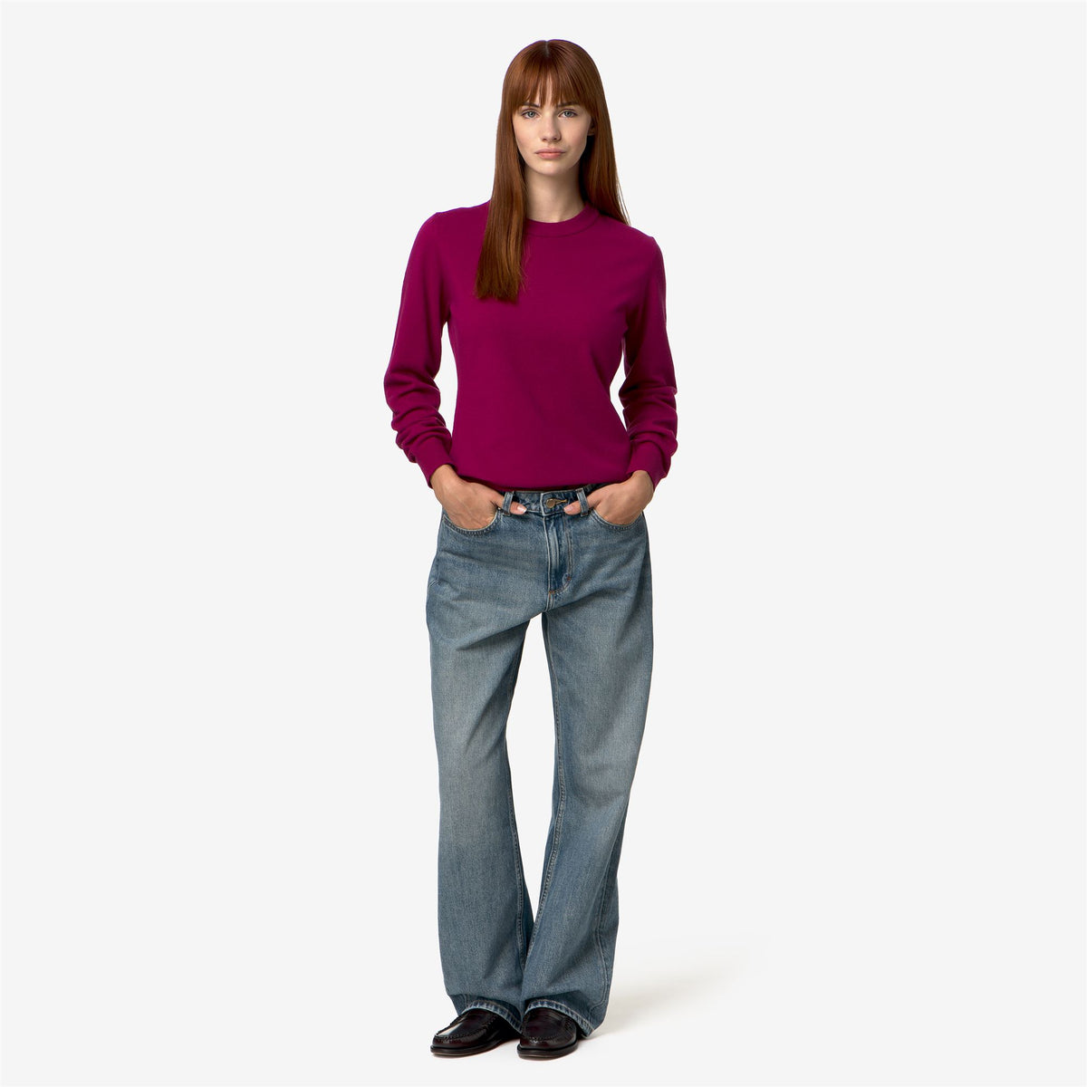 Knitwear_Woman_ATIBA PLAIN MIX MERINO_Pull Over_Fuchsia Purple - Commercial 7