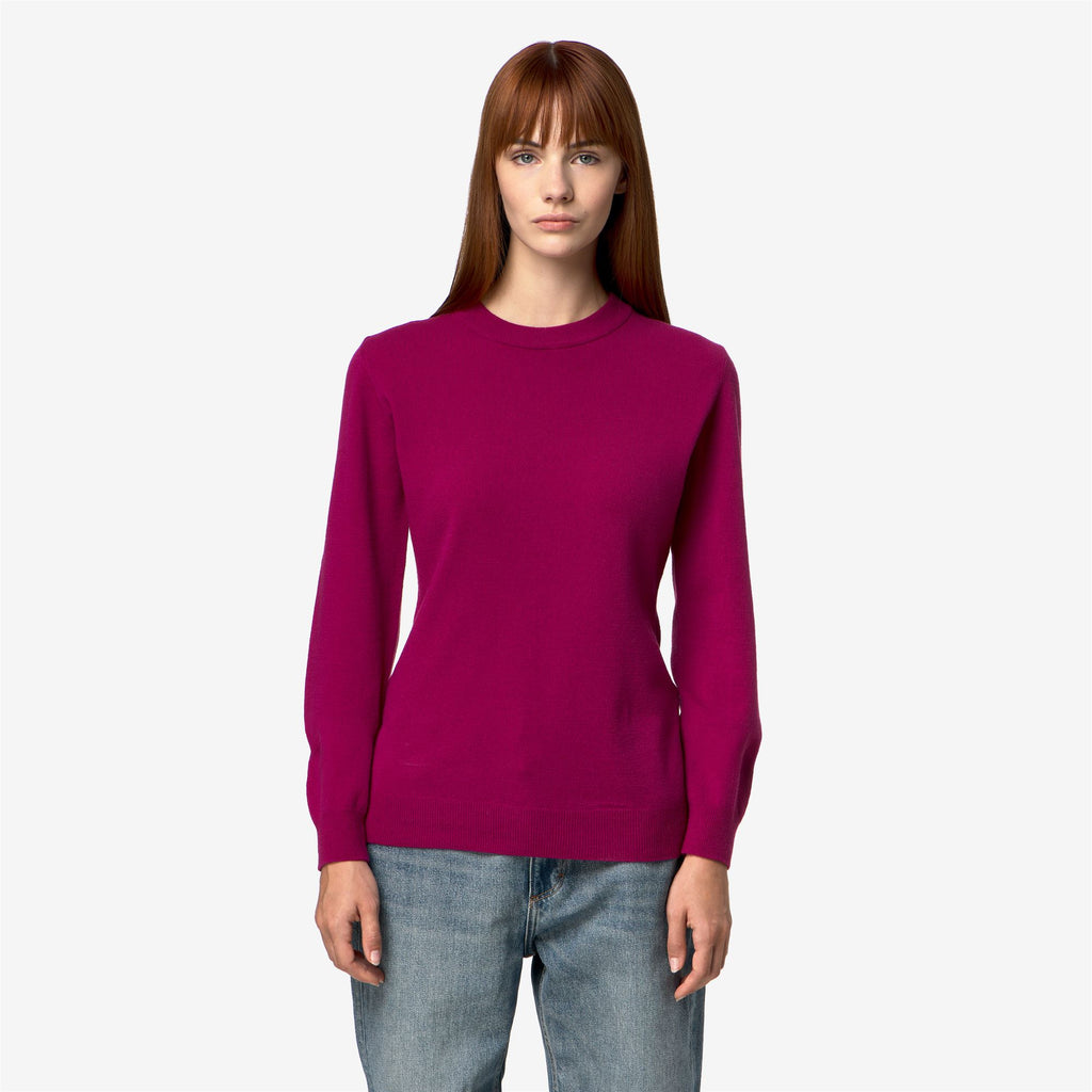 Knitwear_Woman_ATIBA PLAIN MIX MERINO_Pull Over_Fuchsia Purple - Commercial 4