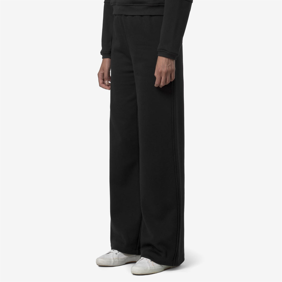 Pantaloni della tuta palazzo neri da donna dalla vestibilità rilassata per sport leggeri main