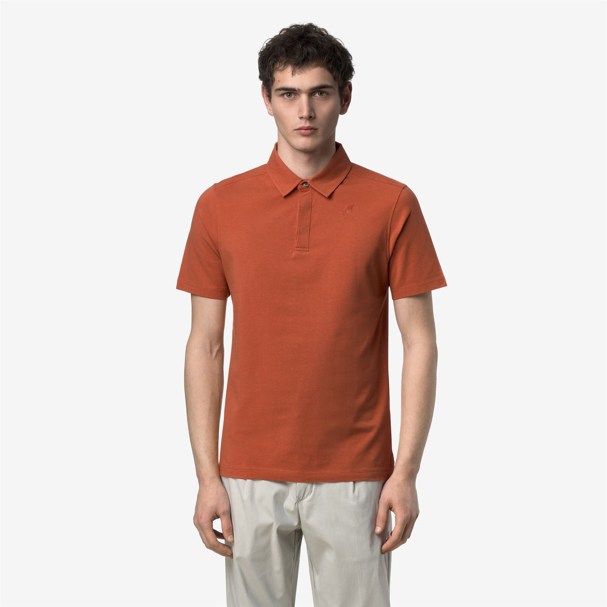 Polo Shirts_Man_VIGGO LT STRETCH JERSEY SLIM_Polo_Orange Brownish - Commercial 4