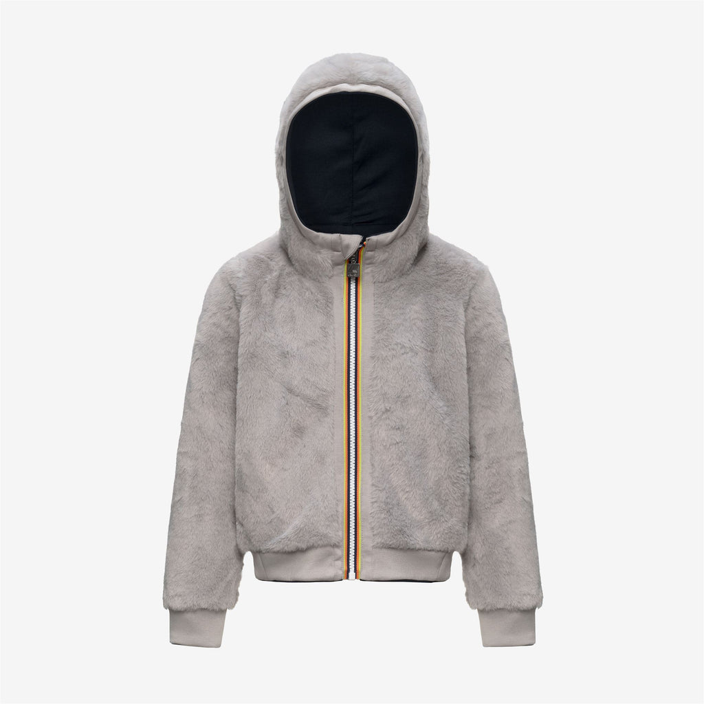 Fleece_GIRL_P. DEVA LIGHT SPACER FUR DOUBLE_Hoodie Full Zip_Blue Depth - Fur - Grey Mist - Commercial 2