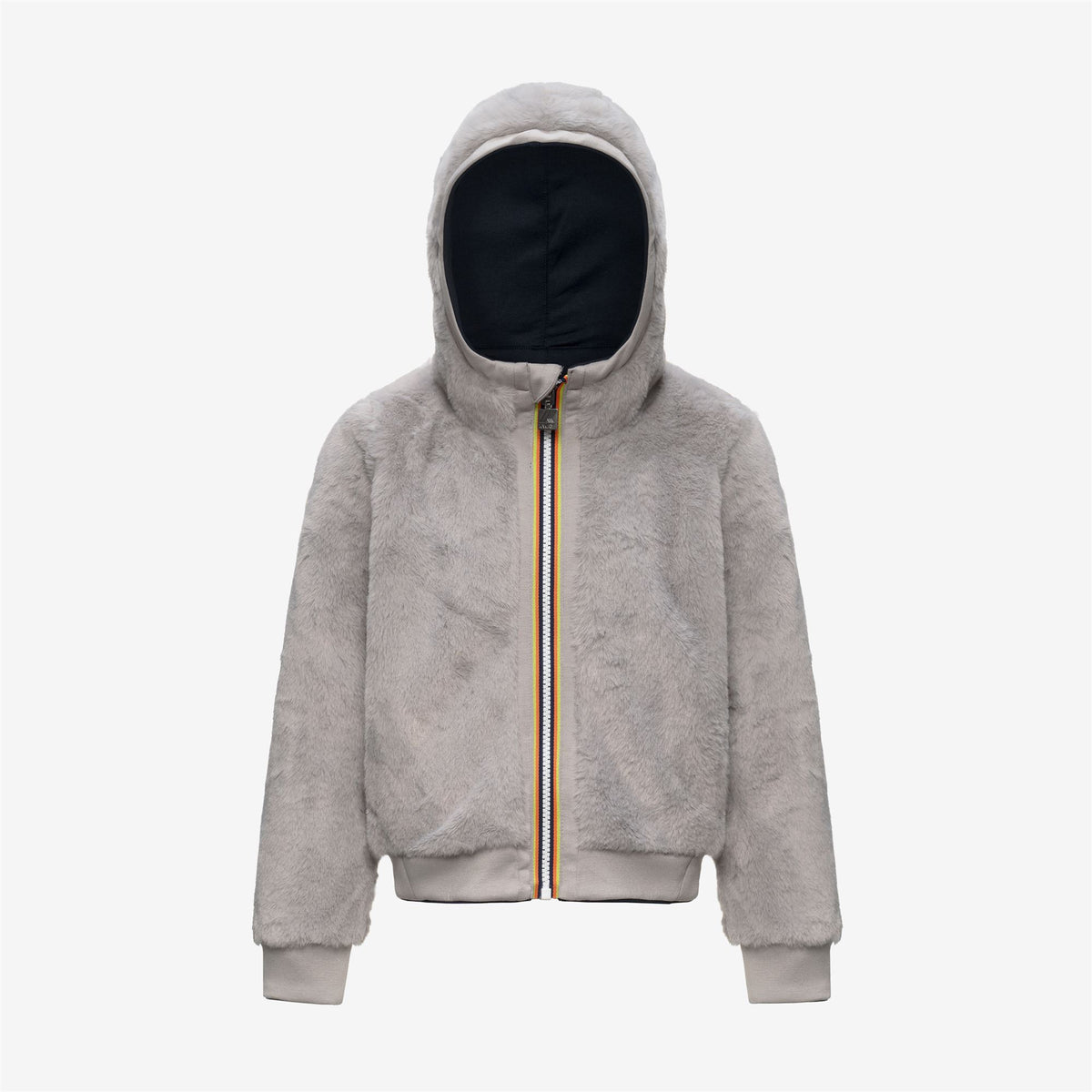 Fleece_GIRL_P. DEVA LIGHT SPACER FUR DOUBLE_Hoodie Full Zip_Blue Depth - Fur - Grey Mist - Commercial 2