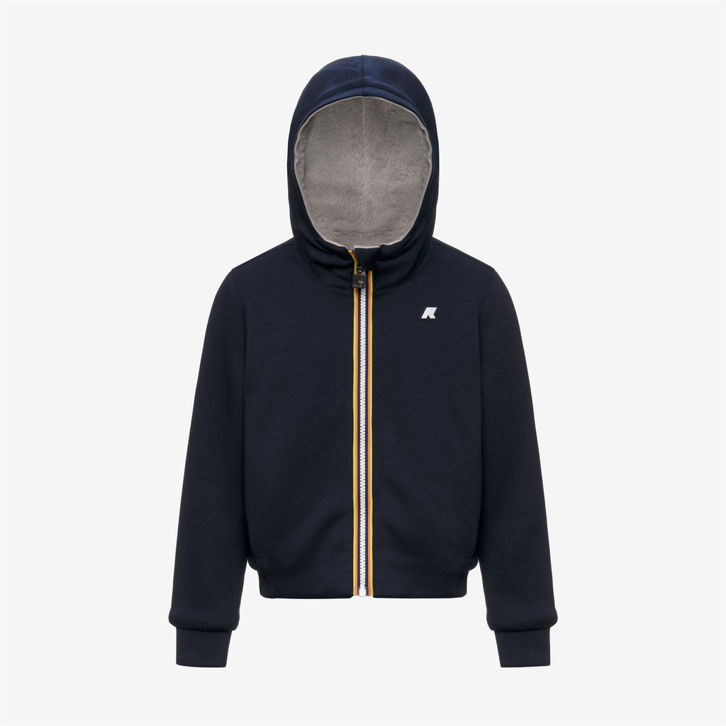 Fleece_GIRL_P. DEVA LIGHT SPACER FUR DOUBLE_Hoodie Full Zip_Blue Depth - Fur - Grey Mist - Commercial 1