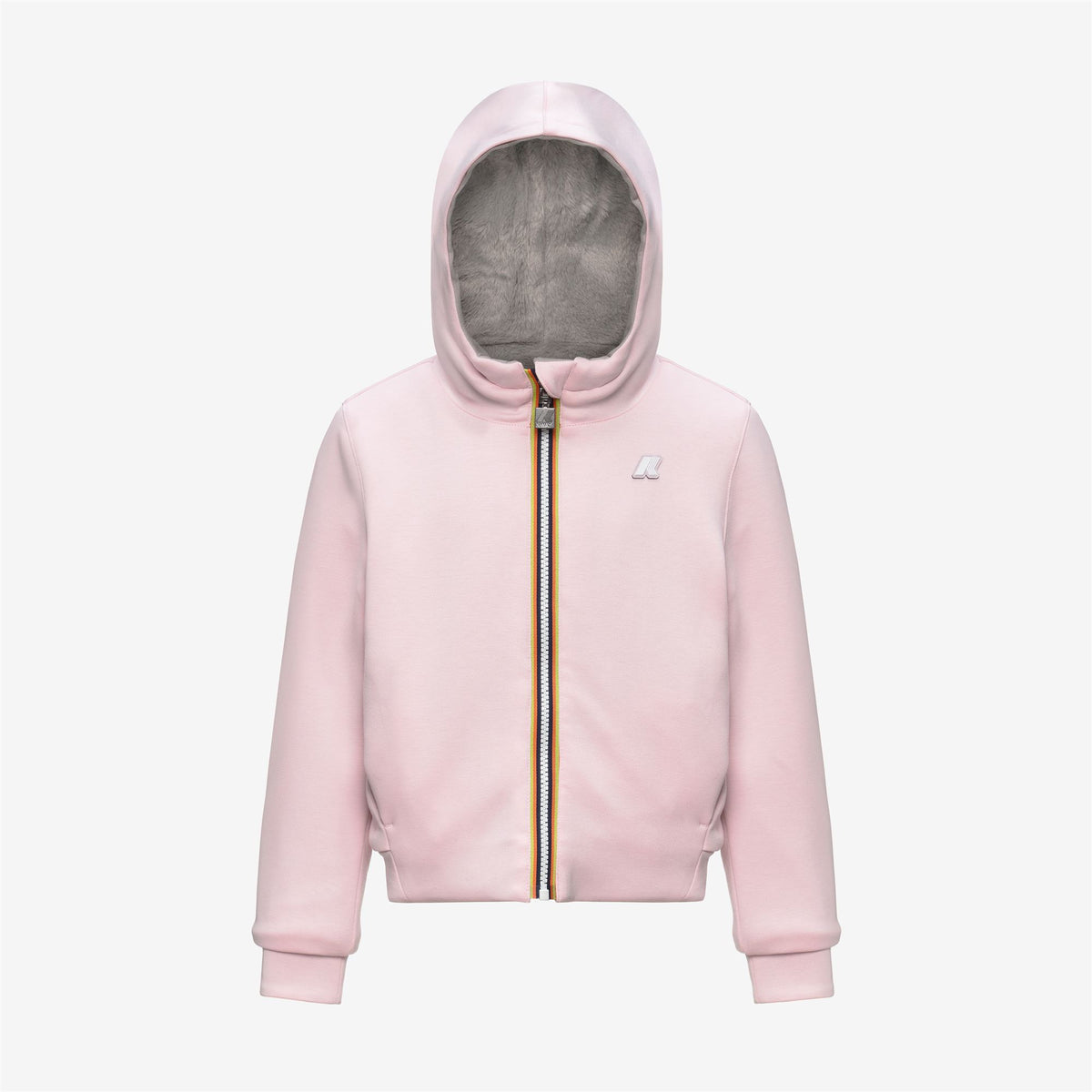 Fleece_GIRL_P. DEVA LIGHT SPACER FUR DOUBLE_Hoodie Full Zip_Pink Sallow - Fur - Grey Mist - Commercial 1