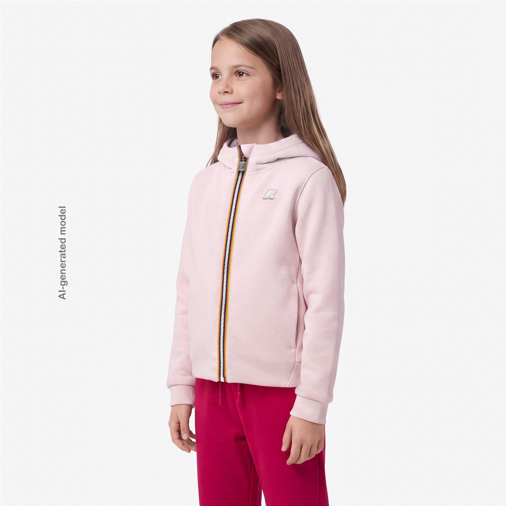 Fleece_GIRL_P. DEVA LIGHT SPACER FUR DOUBLE_Hoodie Full Zip_Pink Sallow - Fur - Grey Mist - Commercial 5